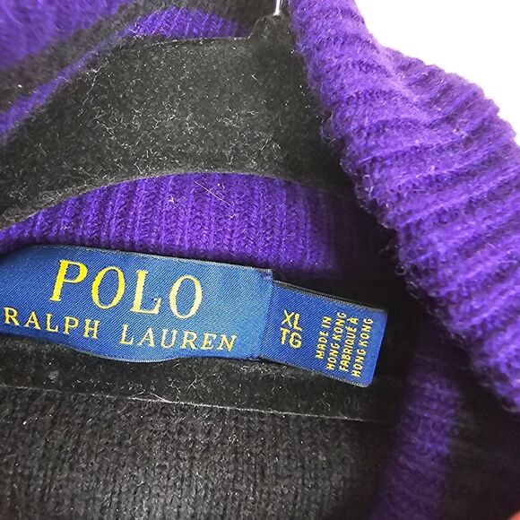 Polo Ralph Lauren purple ¼ zip pullover sweater wool & cashmere size xl - Picture 4 of 8